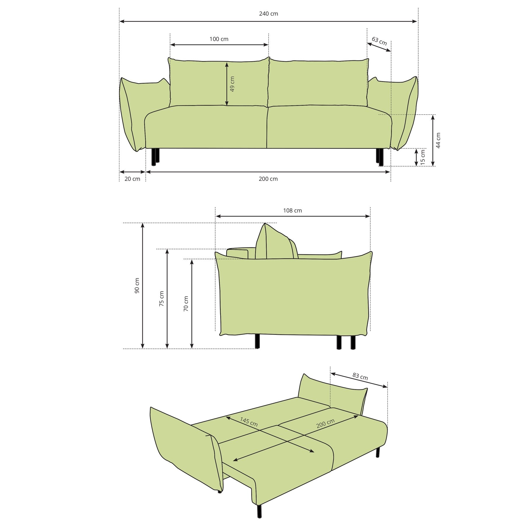 Canapea 240x108x90 cm