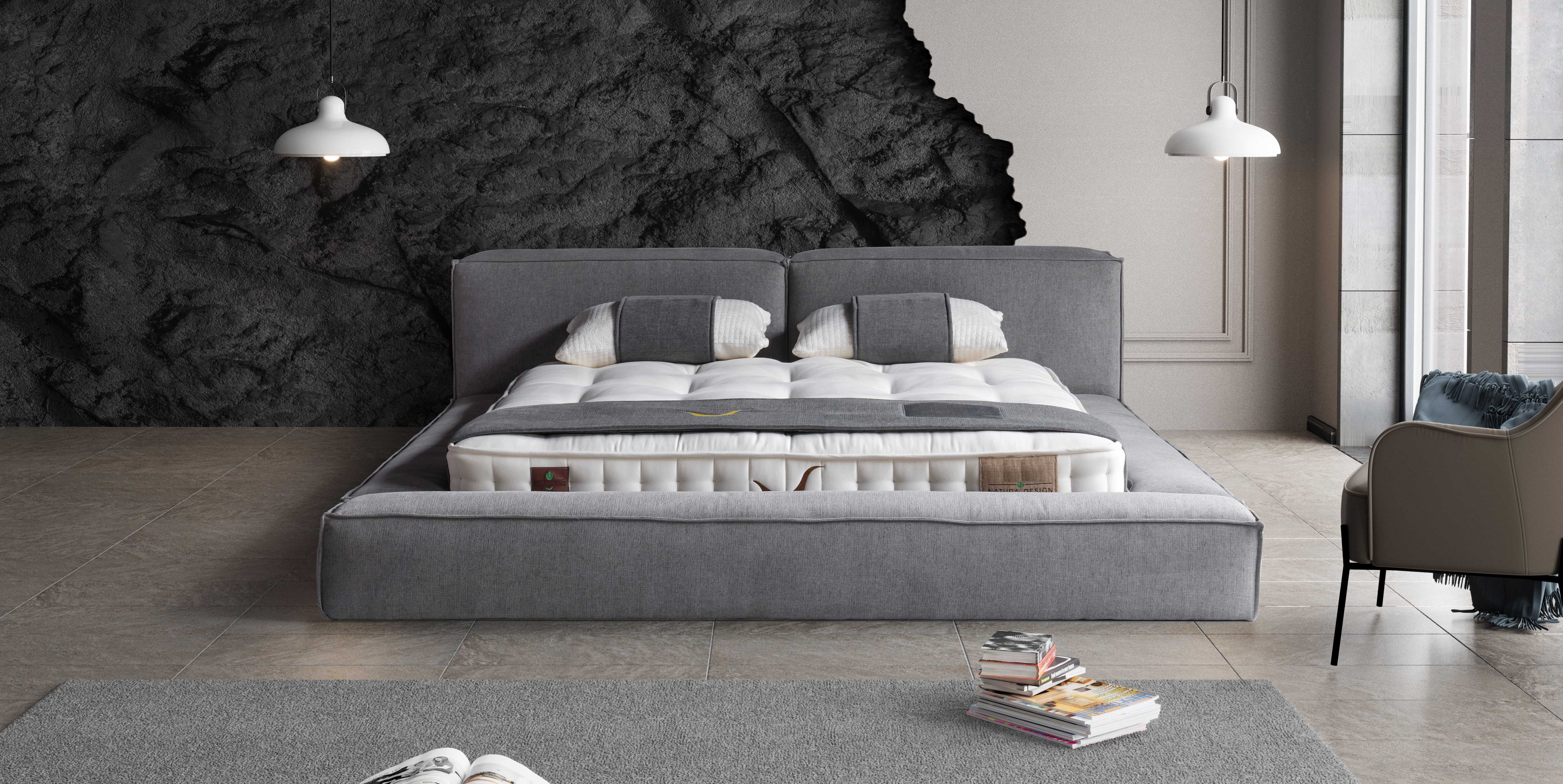 PAT085, Pat tapitat 180x200 cm, fara lazi de depozitare