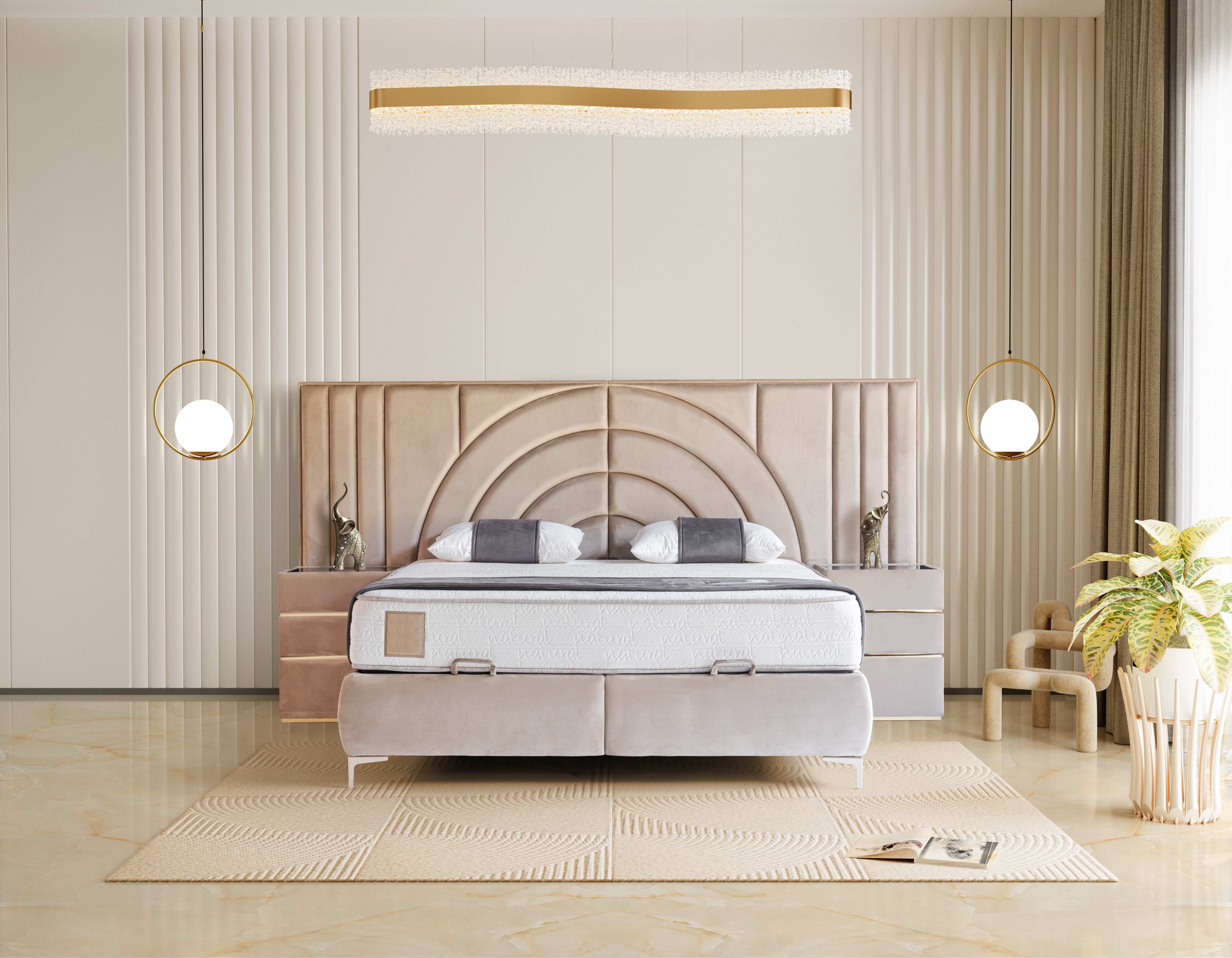 PAT090, Pat tapitat 160x200 cm, somiera dubla rabatabila cu pistoane si lazi depozitare