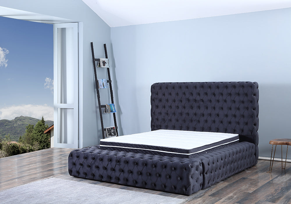 PAT023, Pat tapitat, 160x200 cm, somiera dubla rabatabila cu pistoane si lazi depozitare