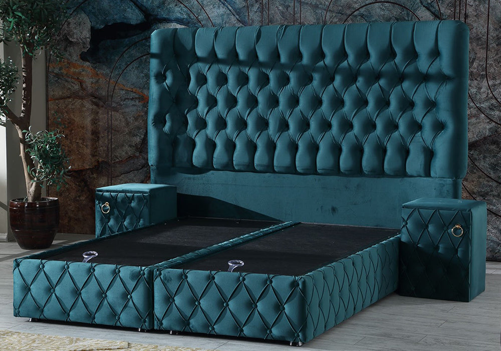 PAT046, Pat tapitat, 180x200 cm, somiera dubla rabatabila cu pistoane si lazi depozitare