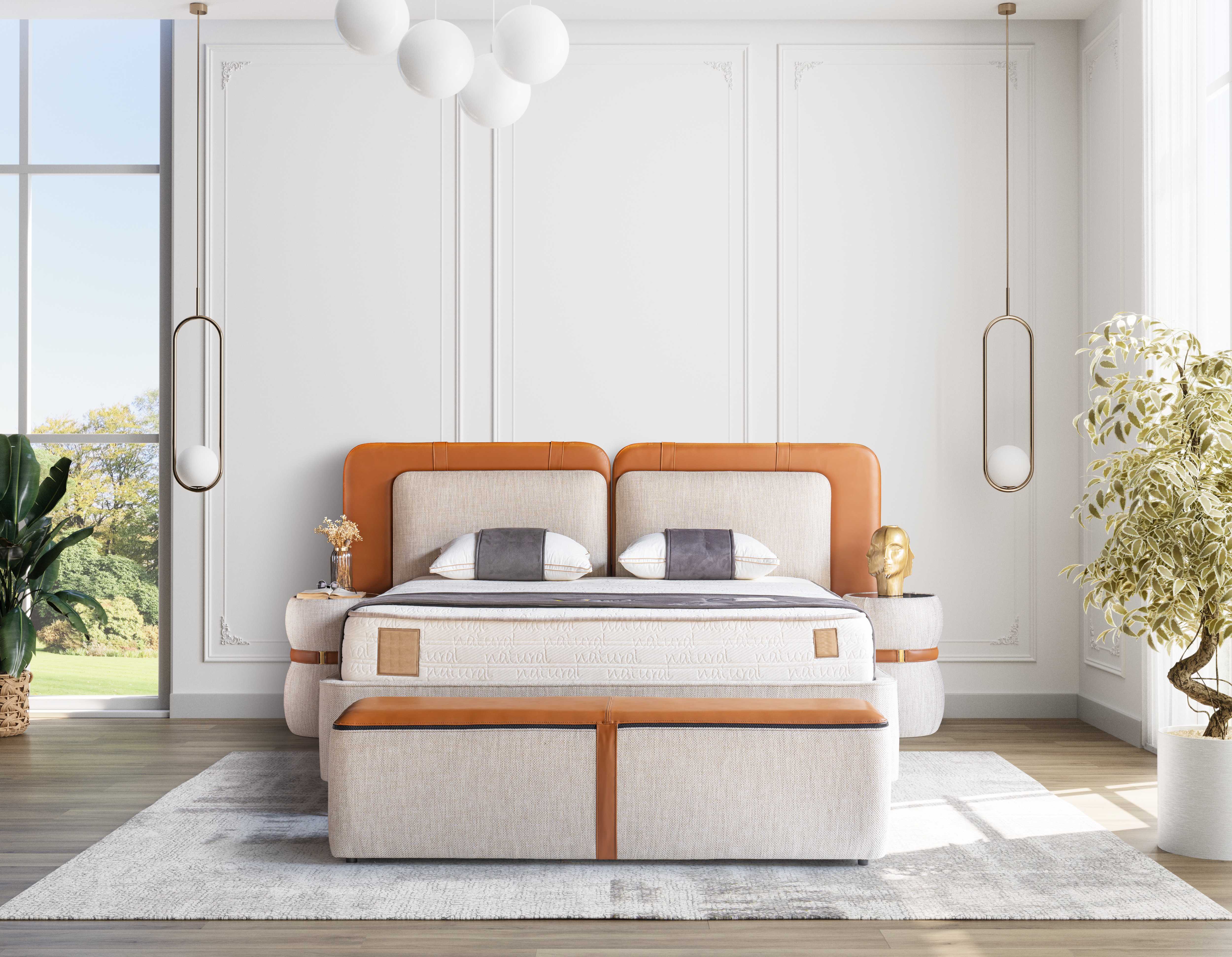 PAT084, Pat tapitat 160x200 cm, somiera dubla rabatabila cu pistoane si lazi depozitare