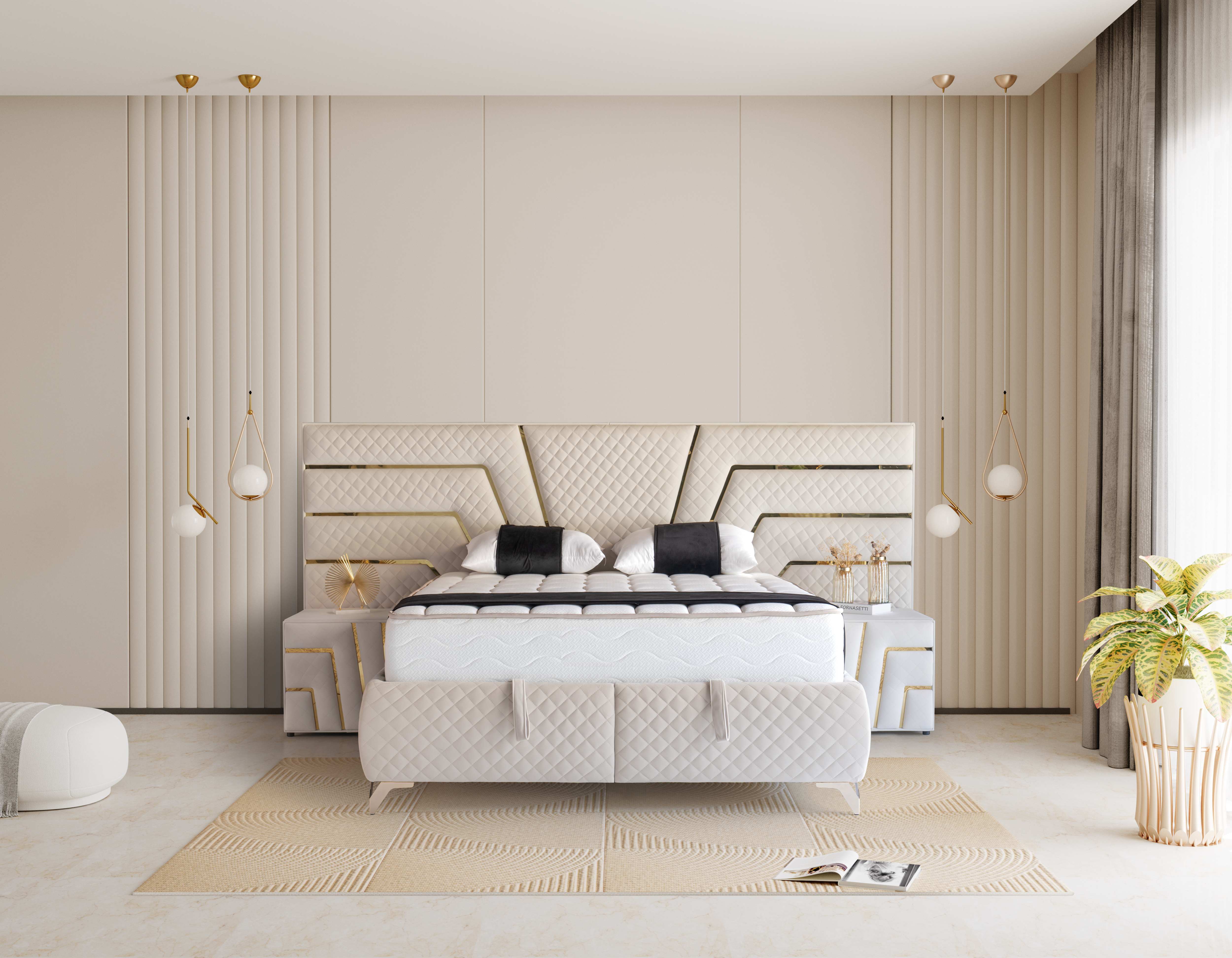 PAT091, Pat tapitat 180x200 cm, somiera dubla rabatabila cu pistoane si lazi depozitare