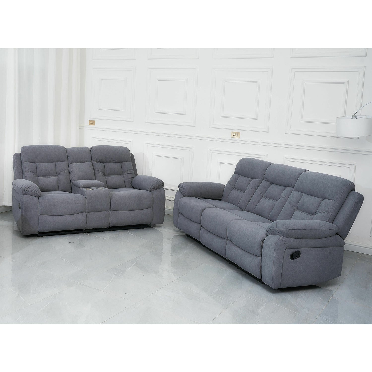 SET RECLINER 3-1-1, CANAPEA 3L - 214X97X95 CM, 2 FOTOLII 98X97X95 CM, GRI