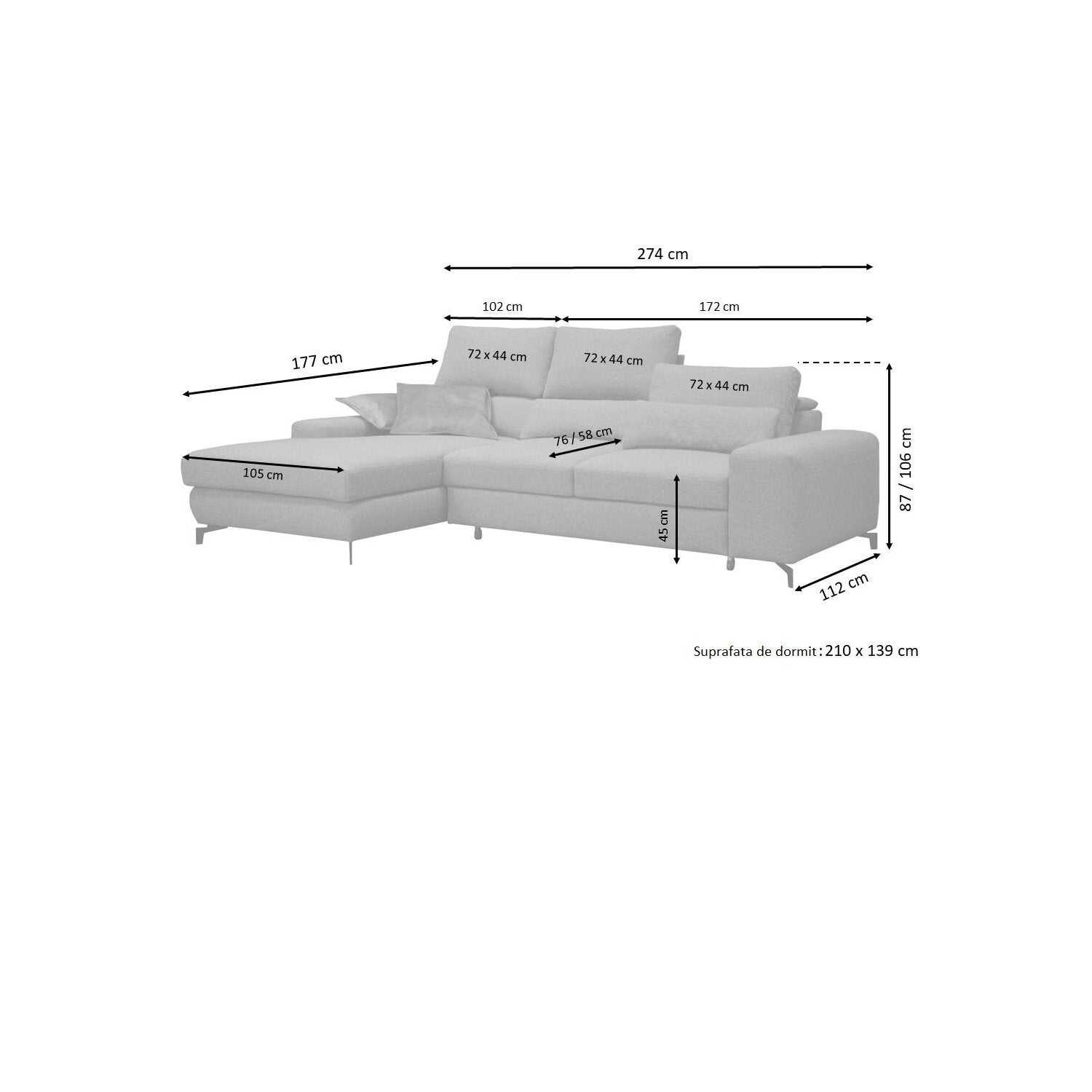 Coltar 274/177/87-106 h cm