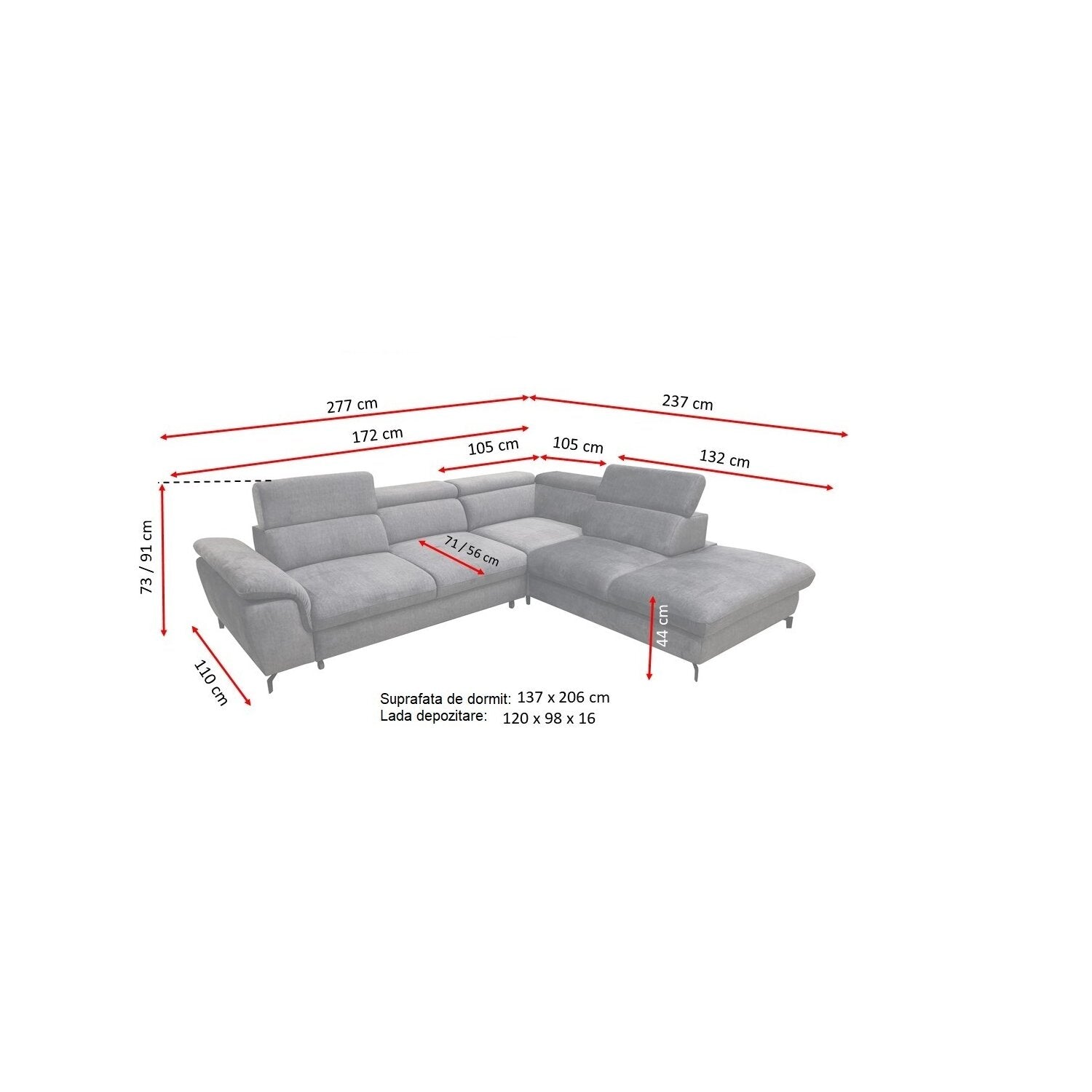 Coltar 277X237X73-91 h cm