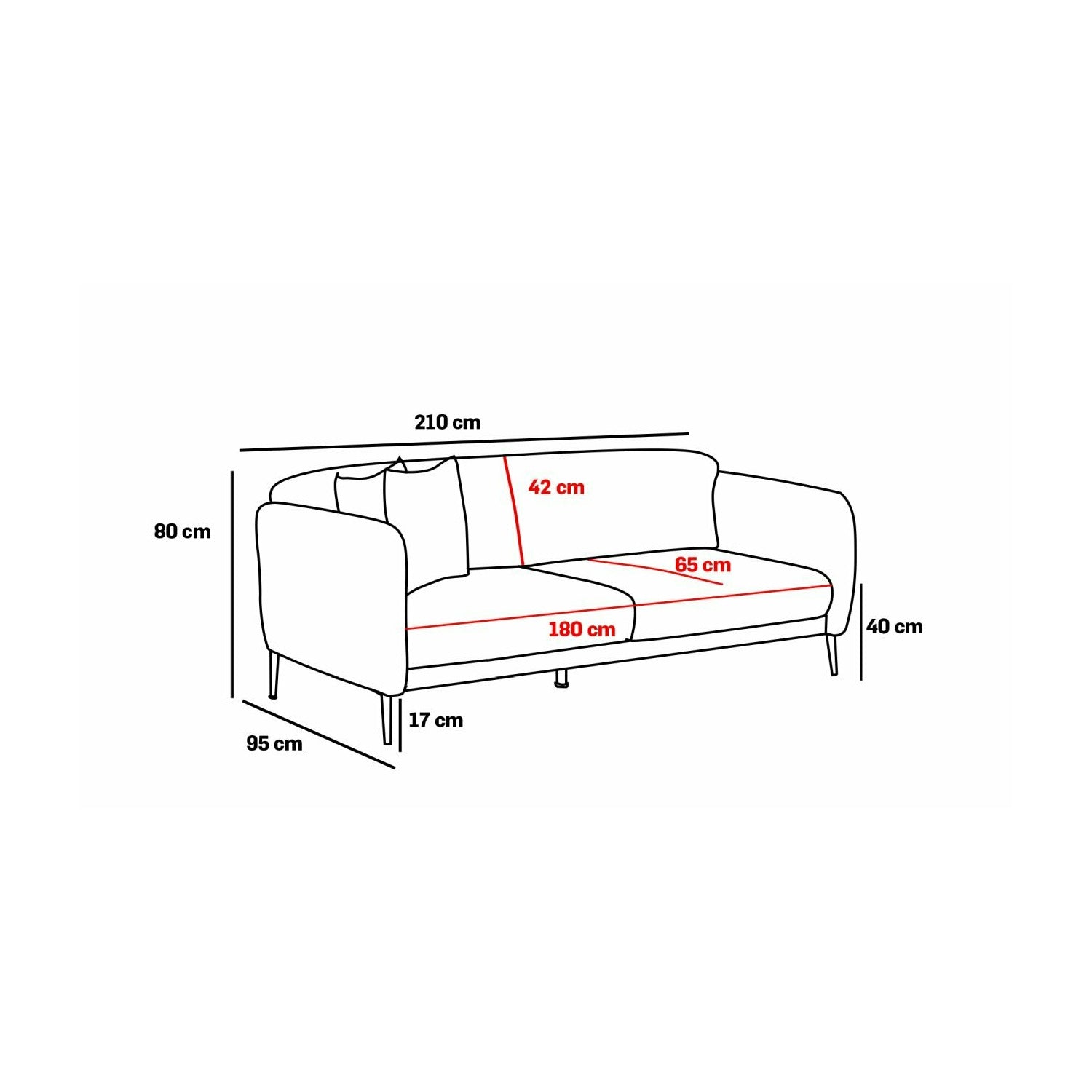 Canapea 210x95x90 h cm