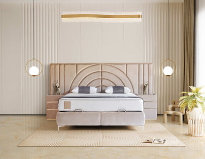 PAT090, Pat tapitat 160x200 cm, somiera dubla rabatabila cu pistoane si lazi depozitare