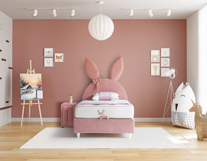 PAT095, Pat tapitat 120x200 cm, somieră rabatabilă cu pistoane și ladă de depozitare