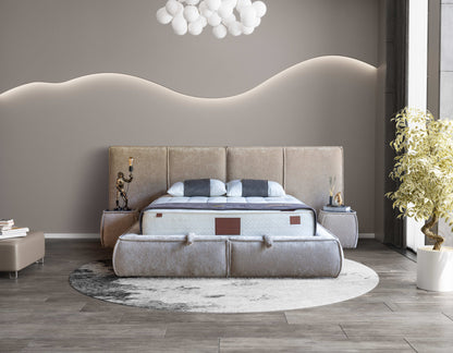 PAT089, Pat tapitat 160x200 cm, somiera dubla rabatabila cu pistoane si lazi depozitare