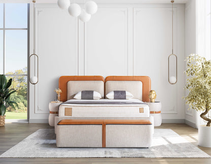 PAT084, Pat tapitat 160x200 cm, somiera dubla rabatabila cu pistoane si lazi depozitare