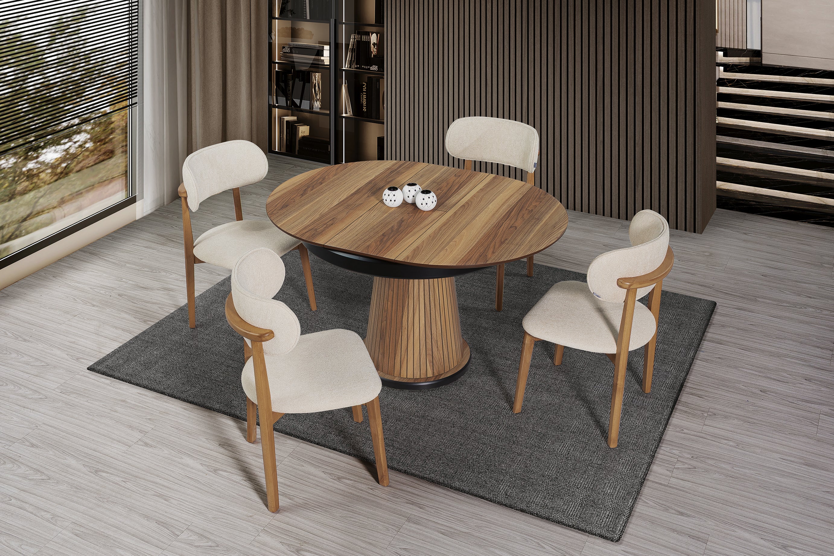 Masa rotunda extensibila 100x77h cm (se extinde la 133 cm) COD300