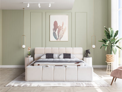 PAT087, Pat tapitat 180x200 cm, somieră dublă rabatabilă cu pistoane și ladă de depozitare
